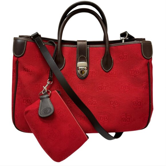 Dooney & Bourke Double Handle-Tote Satchel Donegal Crest Red-Brown Bag - Picture 4 of 12